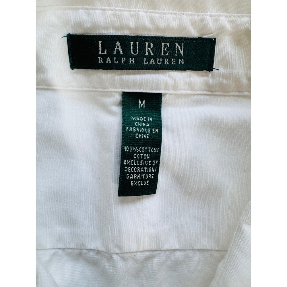 Lauren Ralph Lauren Women's White Patch Crest Button Down Shirt Size M Old Money - Picture 5 of 8